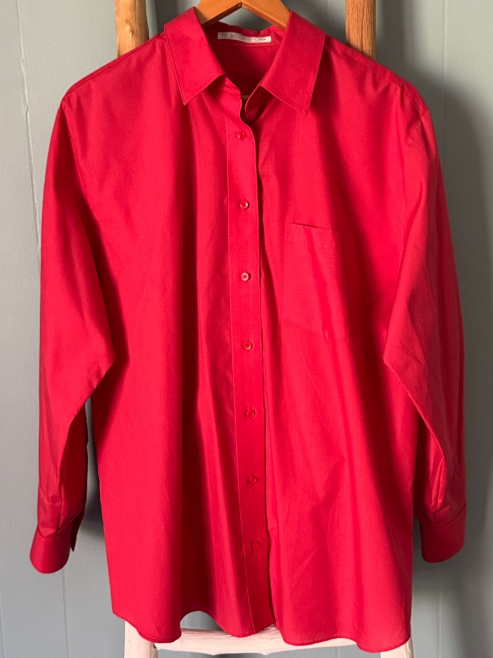 Foxrcroft Red/Salmon Button-Up Dress Blouse ~ 14W